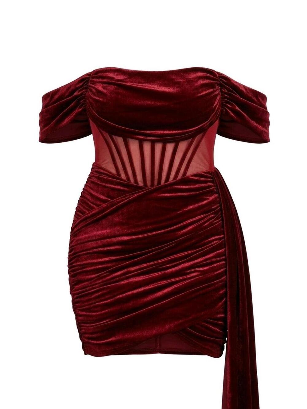 Women’s Burgundy Velvet Mini Dress 1X Graduation Birthday Cocktail